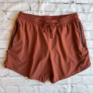 Gilly Hicks Running Shorts Small Lined Zip Pockets Womens Rust Athletic Work Out